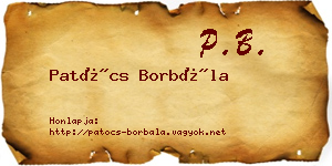 Patócs Borbála névjegykártya